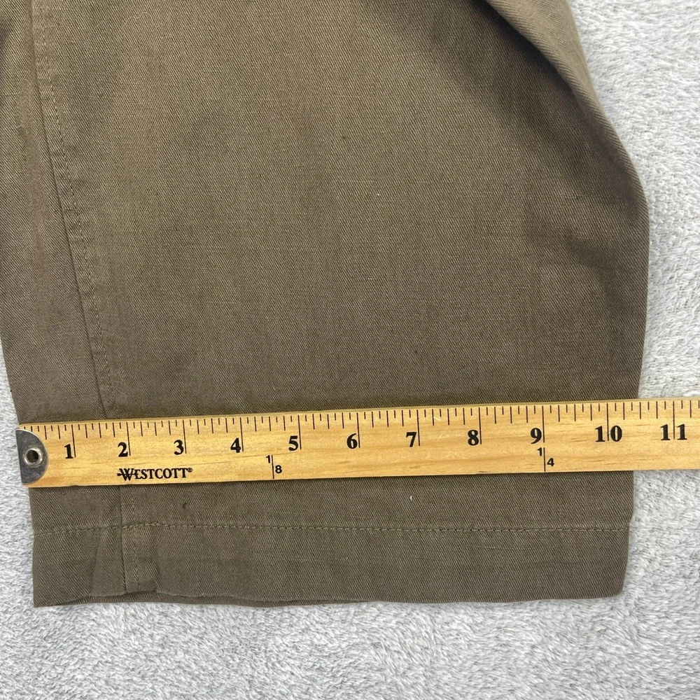 Banana Republic Pants Women 16 Olive Green Cotton Linen Pleated Cargo High Rise